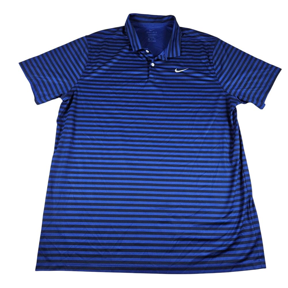 Nike Logo Polo Shirt Men XXL Stripe Dri-Fit Stretch Golf Performance CU9858 Logo - Picture 2 of 11